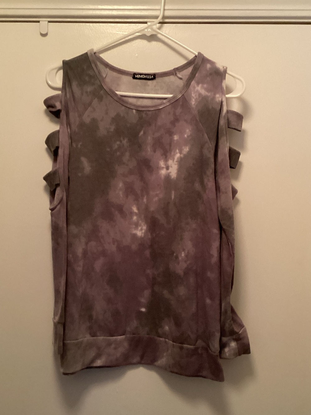 HEIMISH USA Purple Tie-Dye Cold-Shoulder Tank